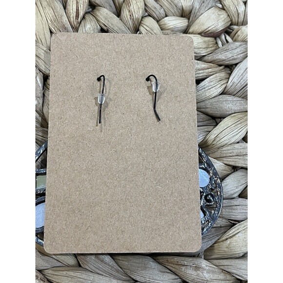 Vintage Gunmetal Jewel Tone Faux Rhinestone Dangle Rainbow Earrings Mob Wife - Picture 6 of 6